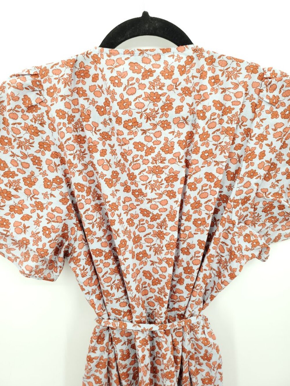 Madewell Fiore Floral Short Sleeve Cotton Wrap Dress XL Blue/Red-Orange Floral - Picture 10 of 15